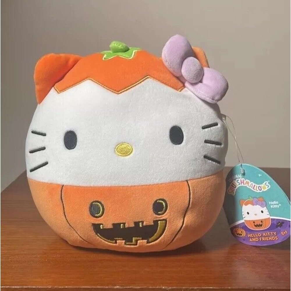 Hello Kitty Squishmallows Pumpkin Plush Halloween 2024 Stuffed Animal NEW 8”